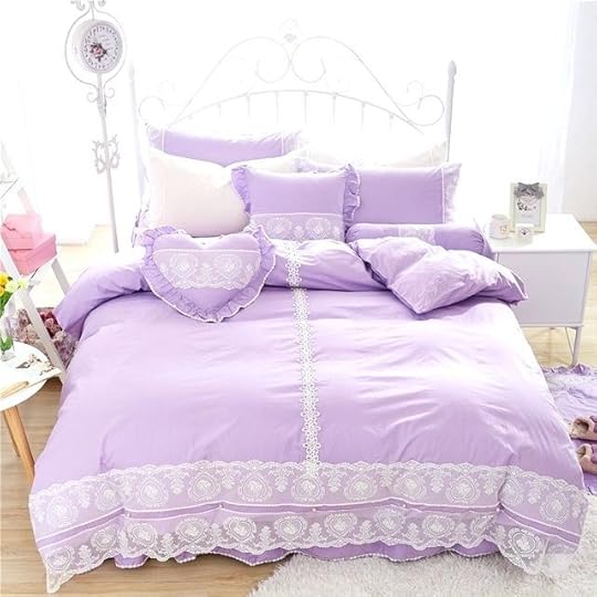 purple and white bedding lace princess style blue pink set without filler twin full queen king grey