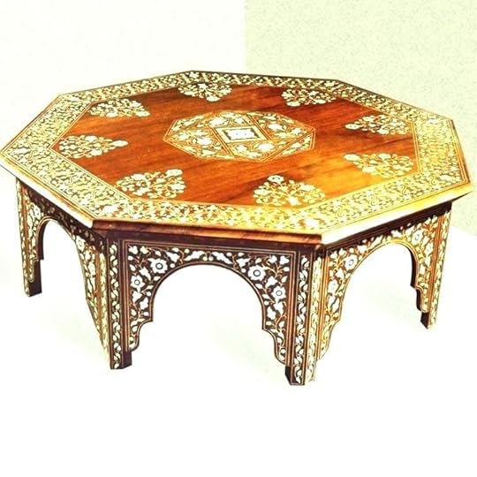 moroccan end table tea tray furniture yellow coffee vintage wood wooden style tile runner