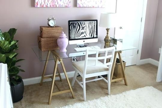 glass top desk view in gallery staples black