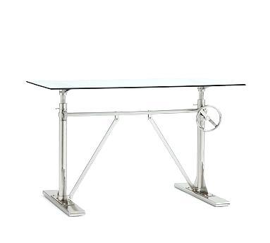 glass top desk crank standing nickel computer walmart