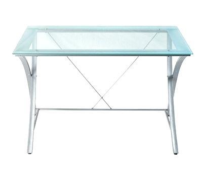 glass top desk main silver clear item with storage