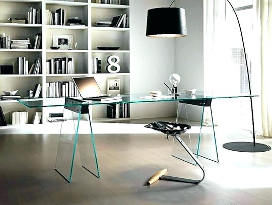 glass top desk office image of modern furniture stylish frosted computer with storage