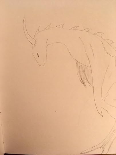 Dragon bending down wings low