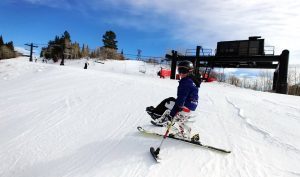 Saylor O'Brien Paralympic Development Athlete skiing with Lisa Niver