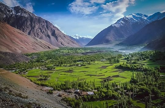 Beautiful mountain valley in the Karakorum mountains in Pakistan