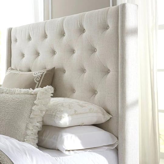 cream tufted headboard button queen size upholstered wingback bed