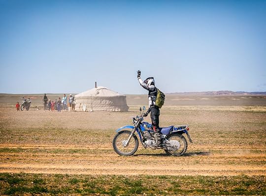 Mongolia_Motorcycle rider_waving