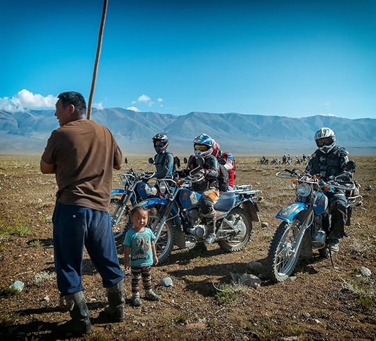 Motorcycle riders with Mongolian people