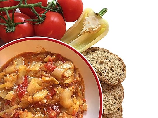 Vegan lecso hostel kitchen cooking recipe