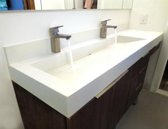 concrete bathroom vanity white linen custom sink contemporary