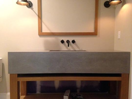 concrete bathroom vanity with integral trough sink thick hollow core mix countertop