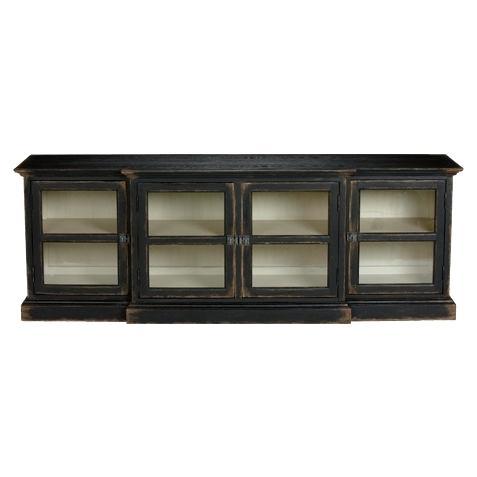 distressed media consoles cabinet rustic black with white interior large console furniture