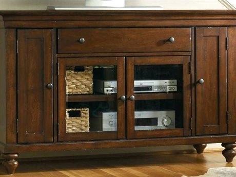 distressed media consoles hooker furniture cherry x rectangular entertainment wood