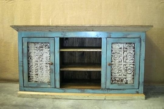distressed media consoles cottage blue console cabinet by furniture