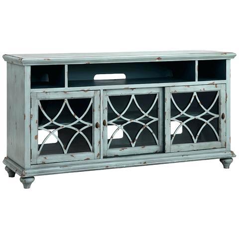 distressed media consoles console in pale blue gray wood
