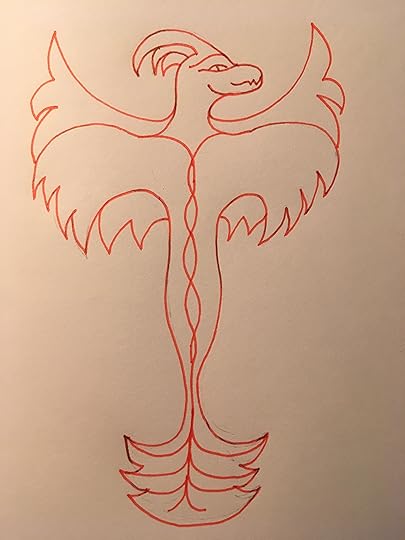 Feather dusting red dragon