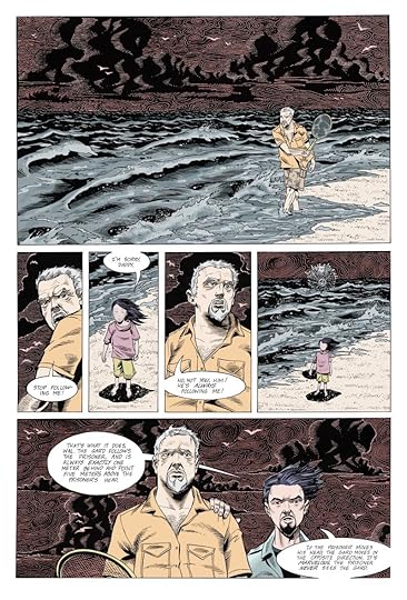 image from the comic showing a man walking along a beach