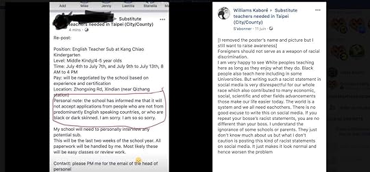 Racist advert for teacher in Taiwan