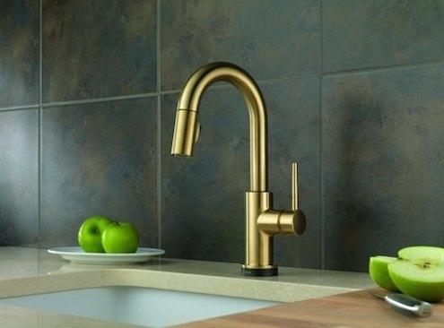 delta champagne bronze kitchen fixture vessel faucet