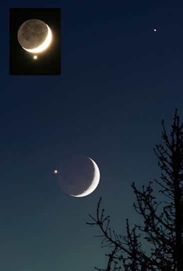Venus beside the moon, with Jupiter nearby, December 4th 2008 (NASA)
