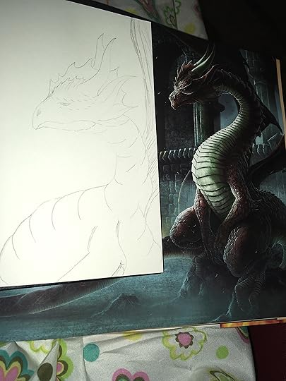 My pencil sketch next to a bomb dragon image