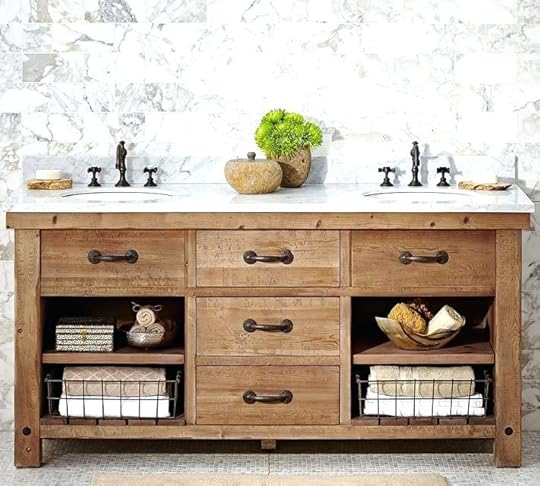 pottery barn vanities bathroom vanity reclaimed wood double sink console wax pine finish lights