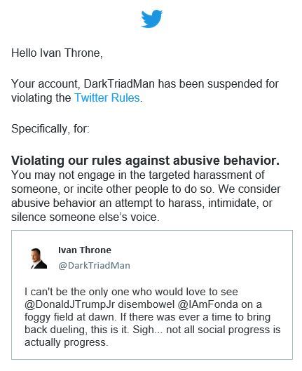 Ivan Throne Banned On Twitter