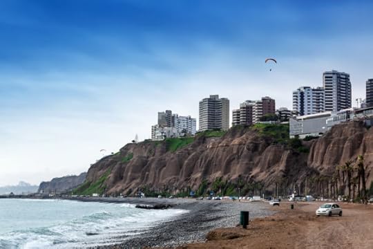 Beach and cityscape in Lima, Peru