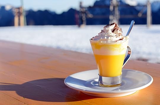 Bombardino on a table in Italy