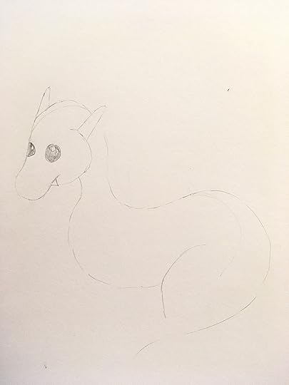 Duckbilled one tooth half drawing pencil dragon