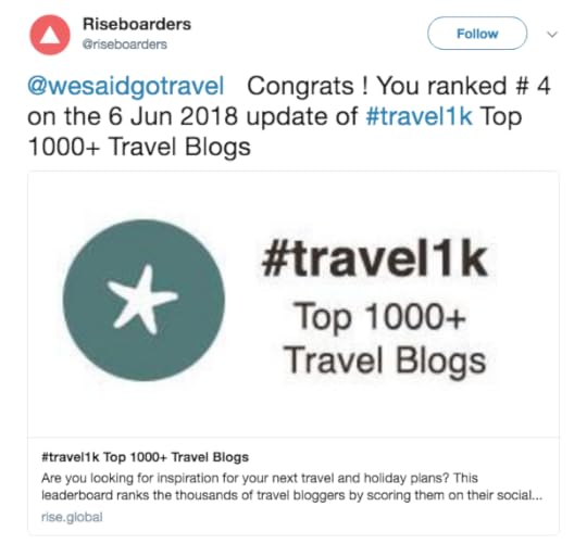 Lisa Niver and We Said Go Travel are #4 on the Top 1000+ Travel Blogger List