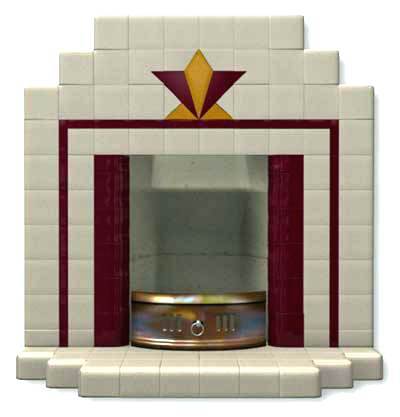 art deco fireplace all tiled mantel screen for sale