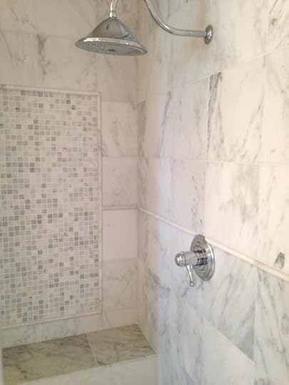 carrara marble shower niche shelf