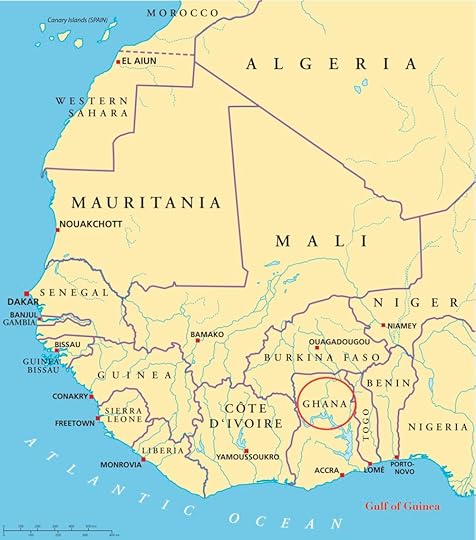 West African country of Ghana sits centrally on the Gulf of Guinea