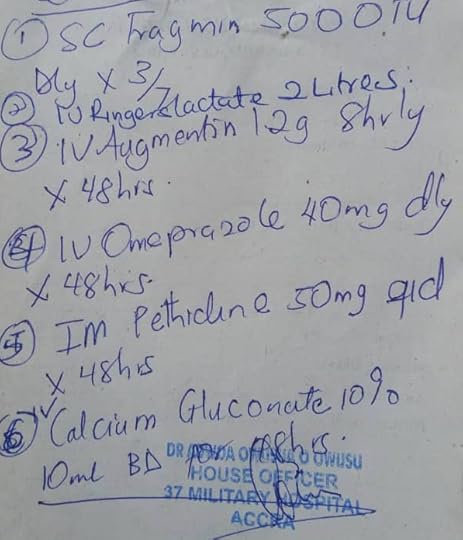 Rx for IV fluid and medications(medicine in a West African country)