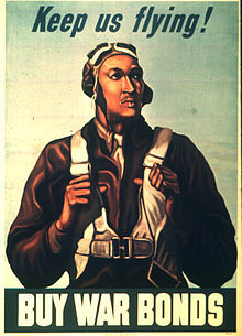US War Bond poster promoting the Tuskegee Airmen, WWII