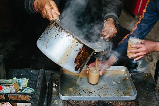 Masala tea in iron pan