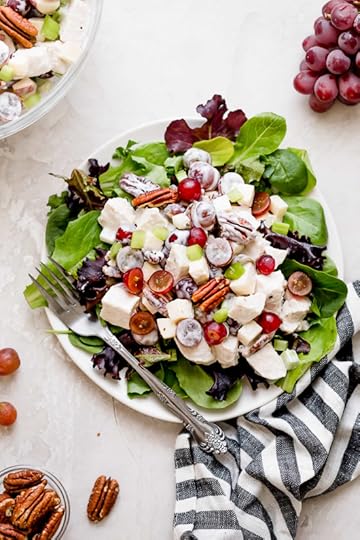 Chicken Waldorf Salad is a classic salad made with apples, grapes, pecans and celery in a light, creamy dressing.