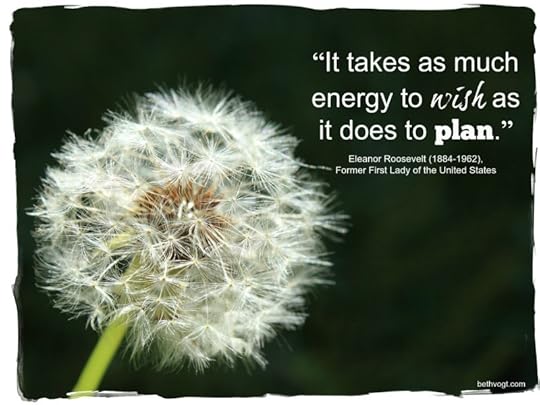 dandelion with a quote about making a wish by Eleanor Roosevelt 