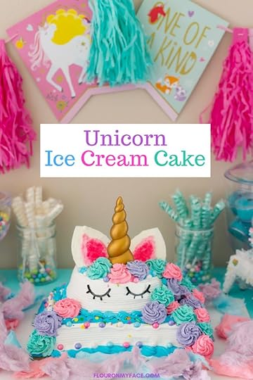 Unicorn Ice Cream Cake made with Carvel Ice Cream Cakes for a Unicorn Themed Birthday party
