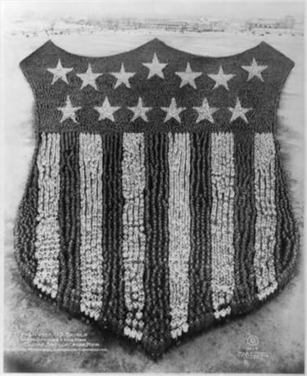 Mole’s largest work saw 30,000 men carefully placed to create this Human U.S. Shield at Camp Custer in Battle Creek, Michigan. 