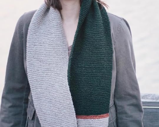 Kate cowl--abyssinian will be the large gray section, cranberry the green section, and steppe the stripe! 