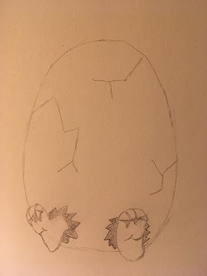 Cracked egg with feet sticking out looks like a pinto bean apparently