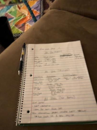 Here's a blurry image of my outline, because I'm not quite ready to share any deets yet.