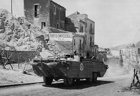 US DUKW carrying supplies in Porto Empedocle, Sicily (US Army Center of Military History)