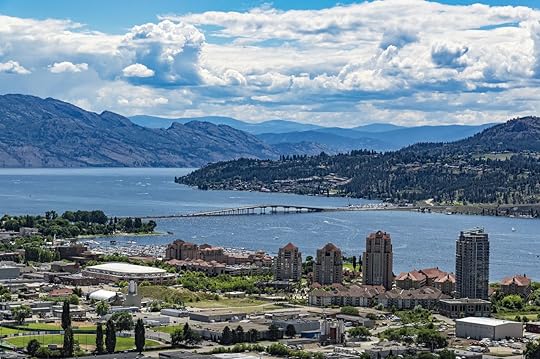 View of Kelowna and Okanagan Lake from Knox Mountain in Canada