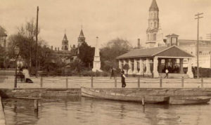 Historic map shows the plaza area long before the Bridge of Lions