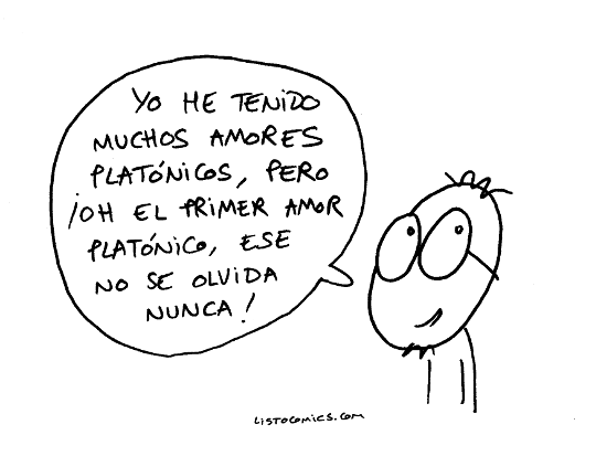 Viñeta de humor gráfico sobre un hombre experimentado en el amor.