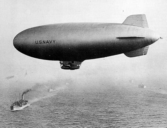 US Navy blimp K-110 of Airship Patrol Squadron ZP-42 escorting a convoy along Brazilian coast, 1943-45 (US Navy photo)