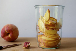 thinly sliced peach